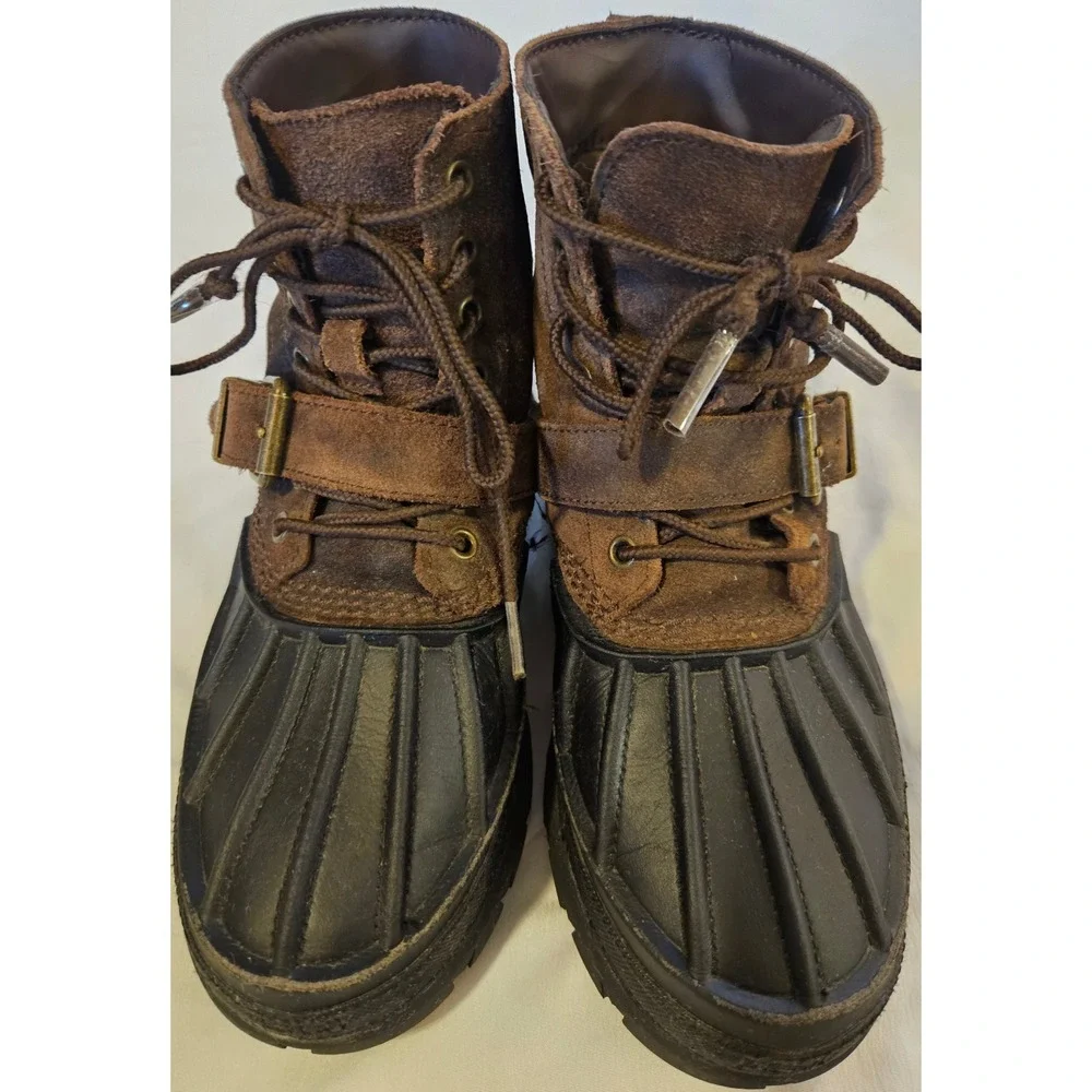 Polo Ralph Lauren Oslo High Boys Duck Boots Brown Suede Leather Size 4‎ Outdoors